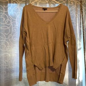 Express tan sweater with side zippers